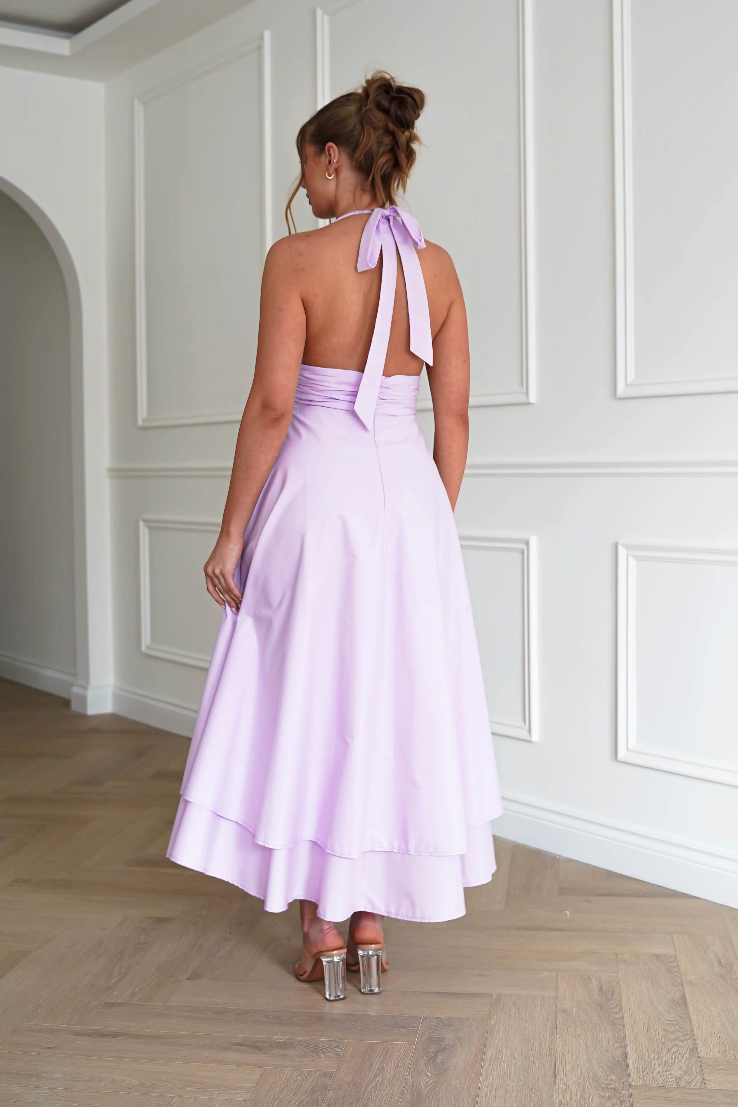 Makaila Halterneck Chiffon Midaxi Dress | Lilac - Image 8