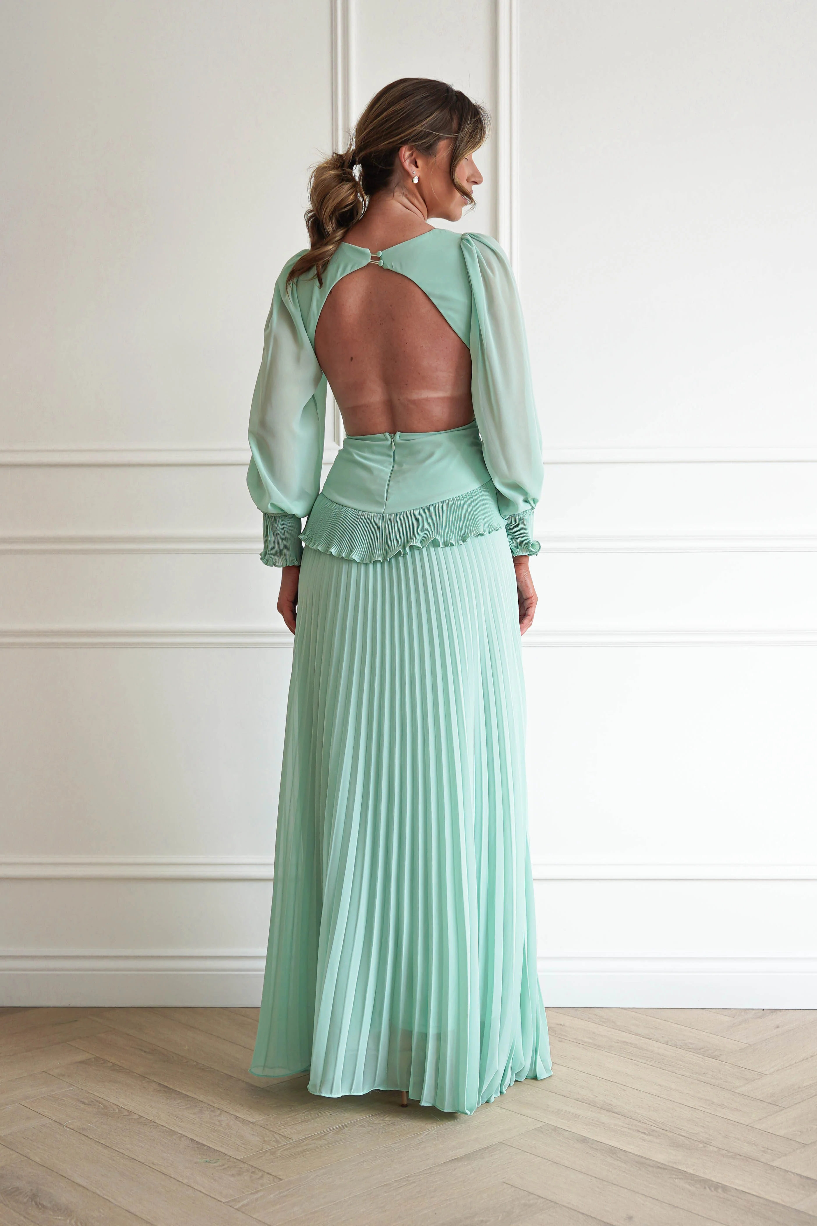 Middleton Pleated Maxi Dress | Mint - Image 2