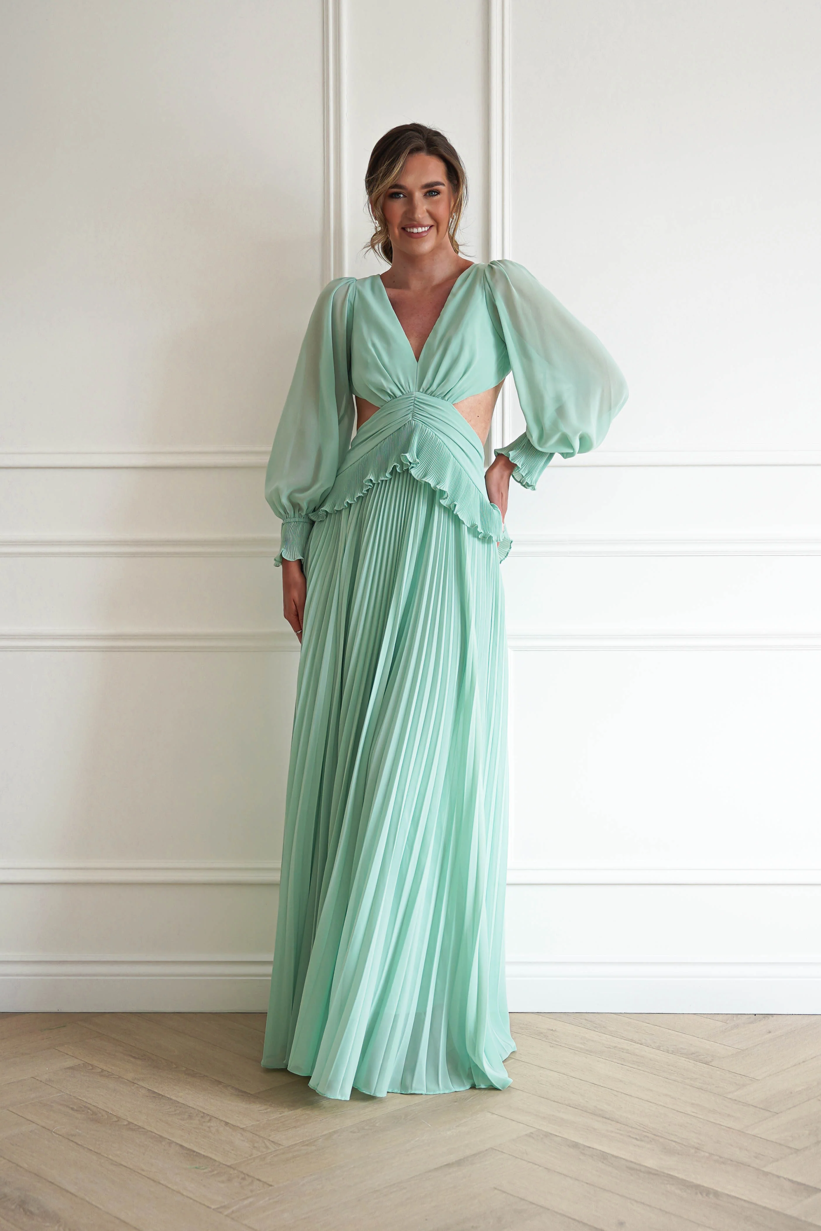 Middleton Pleated Maxi Dress | Mint - Image 3