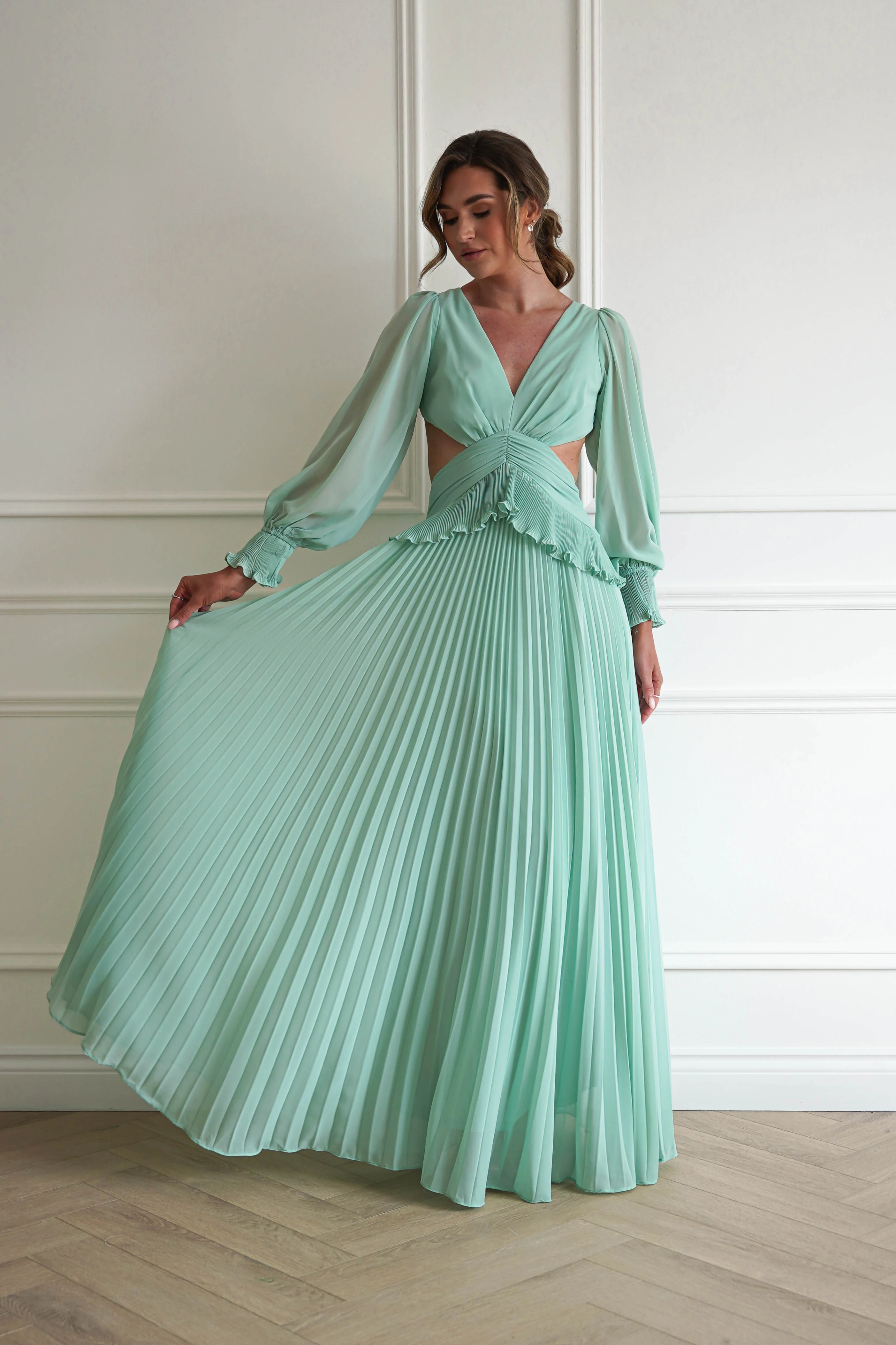 Middleton Pleated Maxi Dress | Mint - Image 4