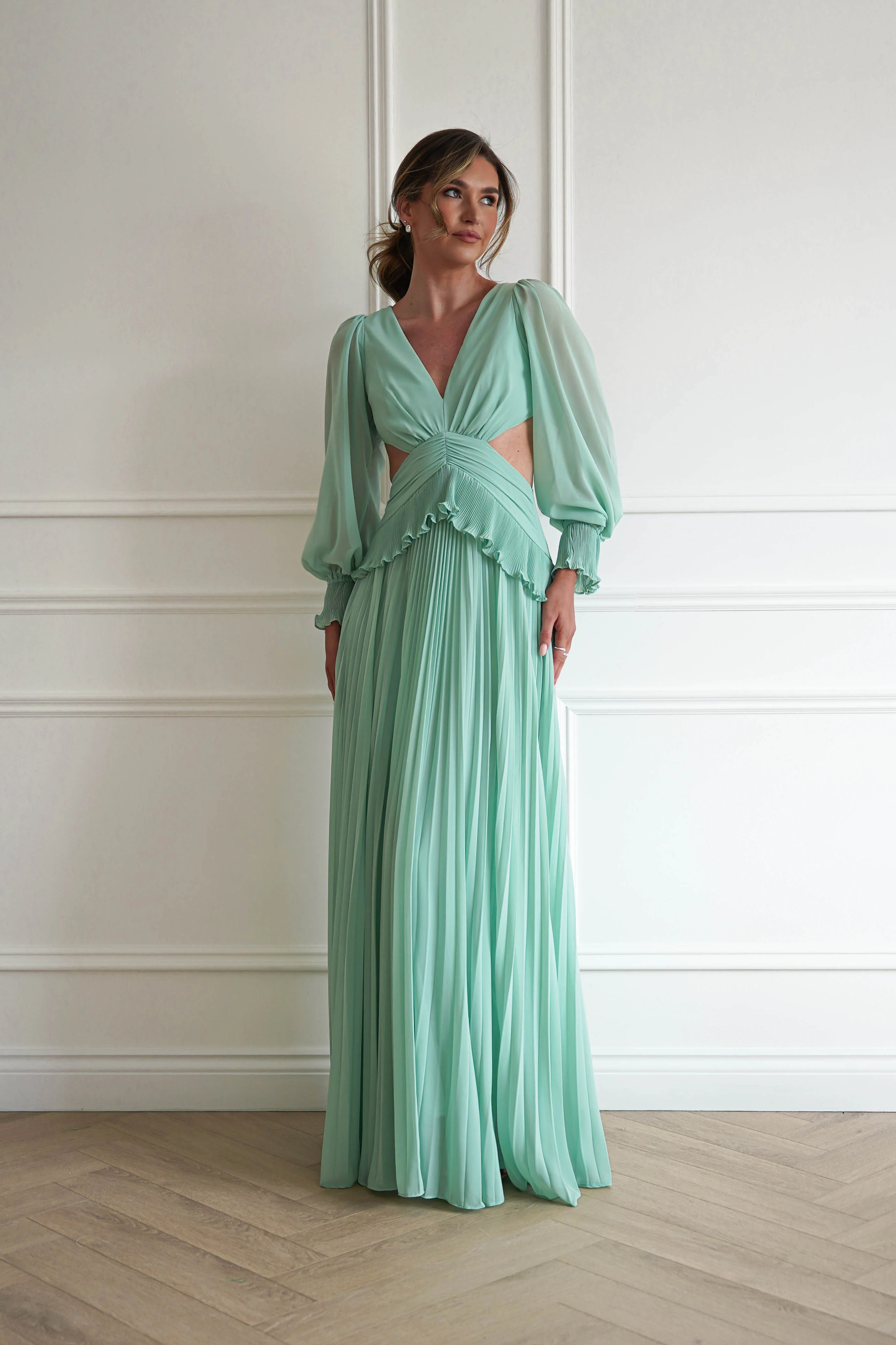 Middleton Pleated Maxi Dress | Mint - Image 5