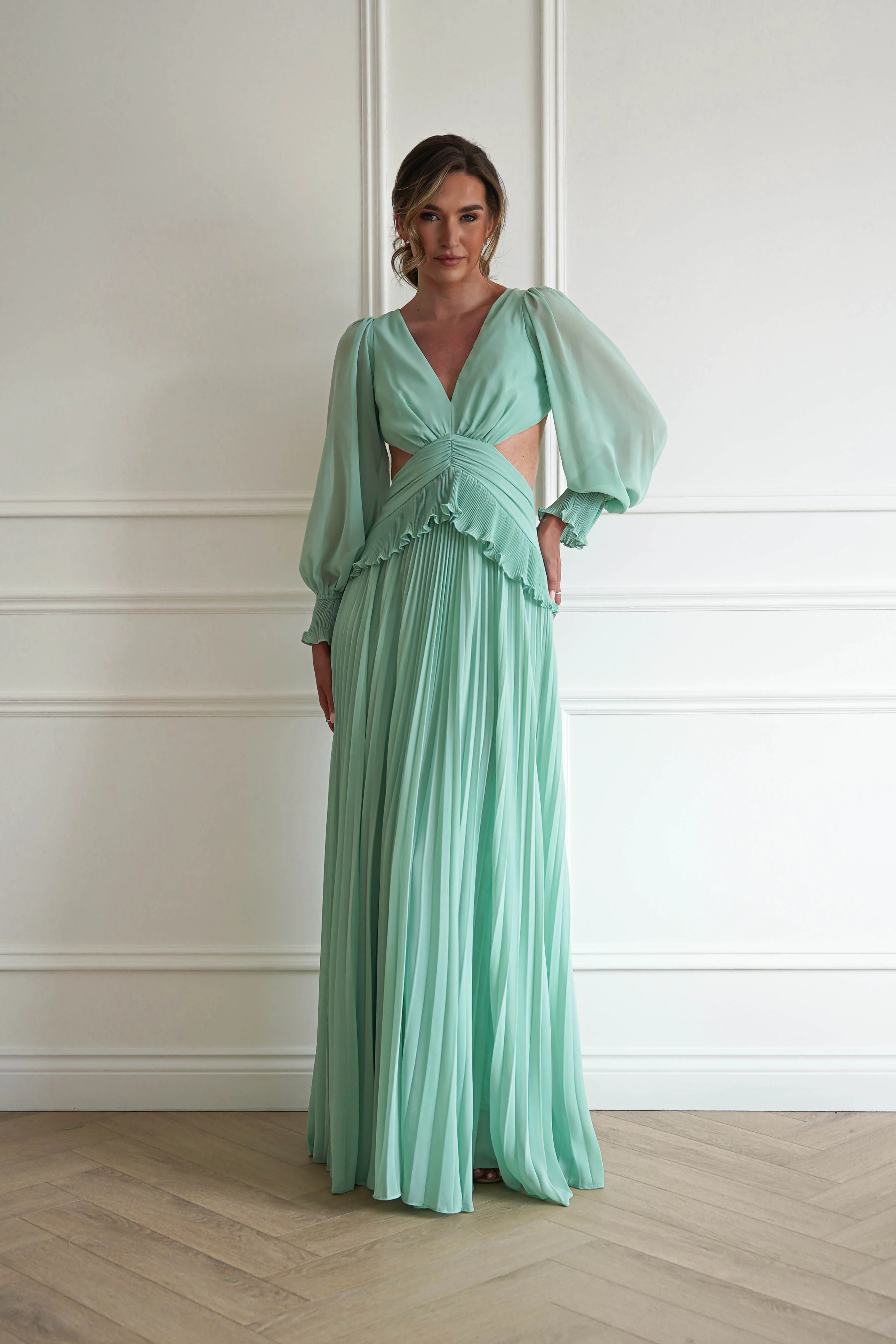 Middleton Pleated Maxi Dress | Mint - Image 6