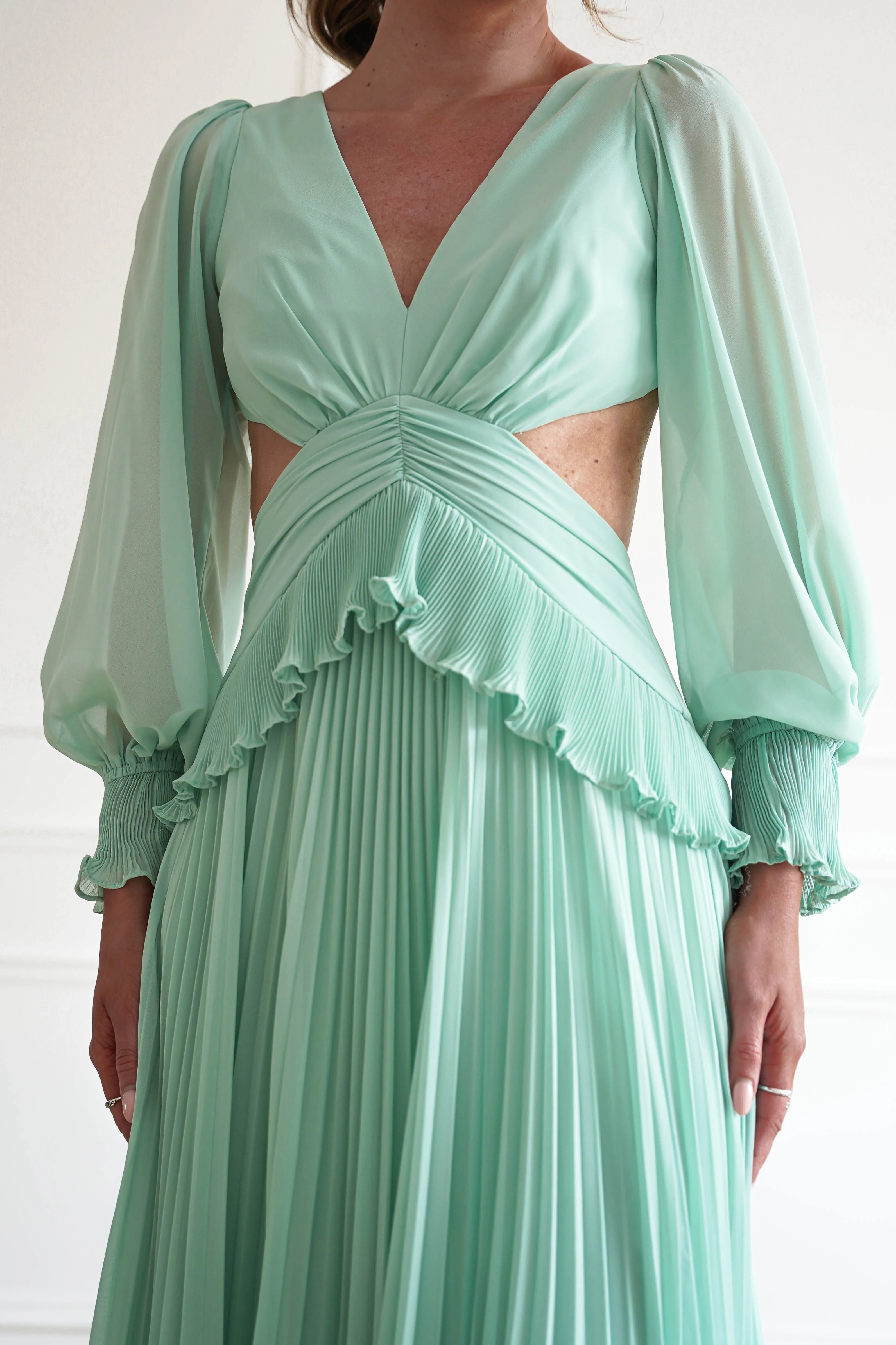 Middleton Pleated Maxi Dress | Mint - Image 7