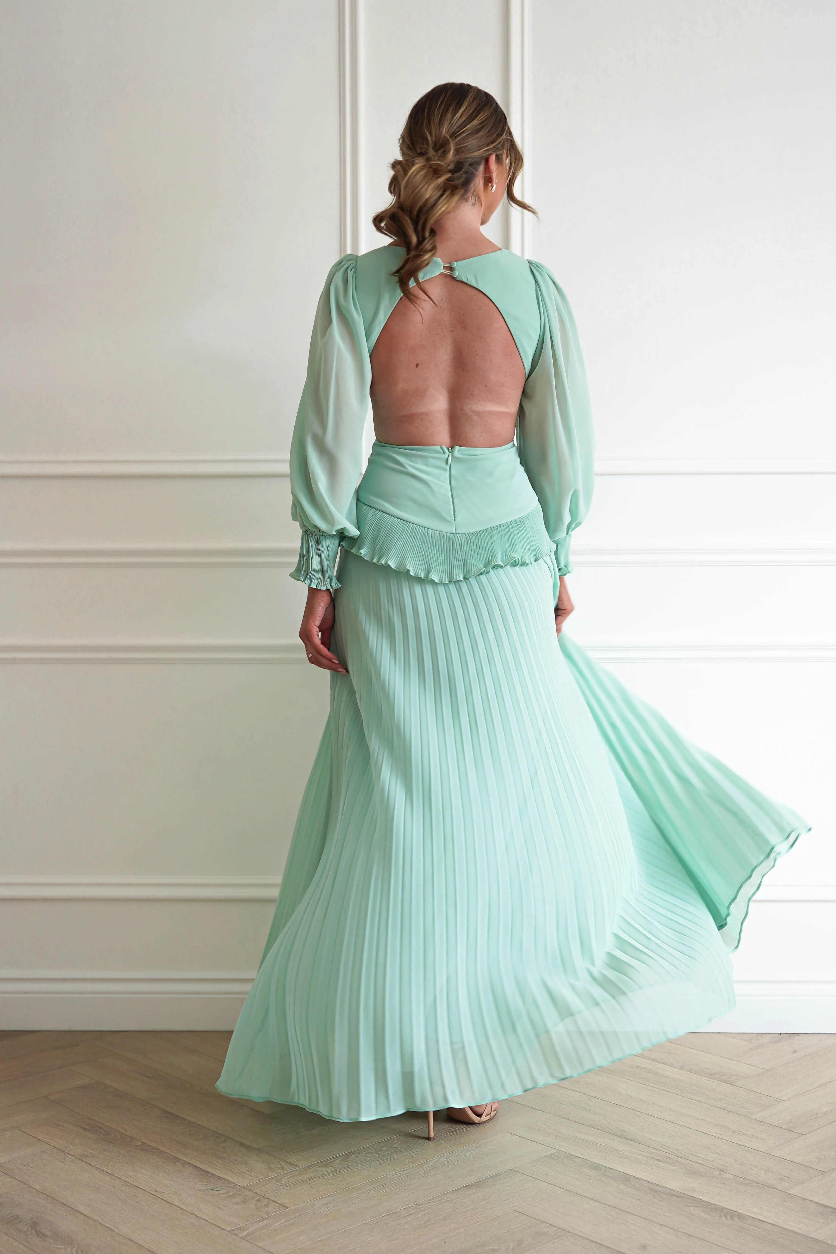 Middleton Pleated Maxi Dress | Mint - Image 9