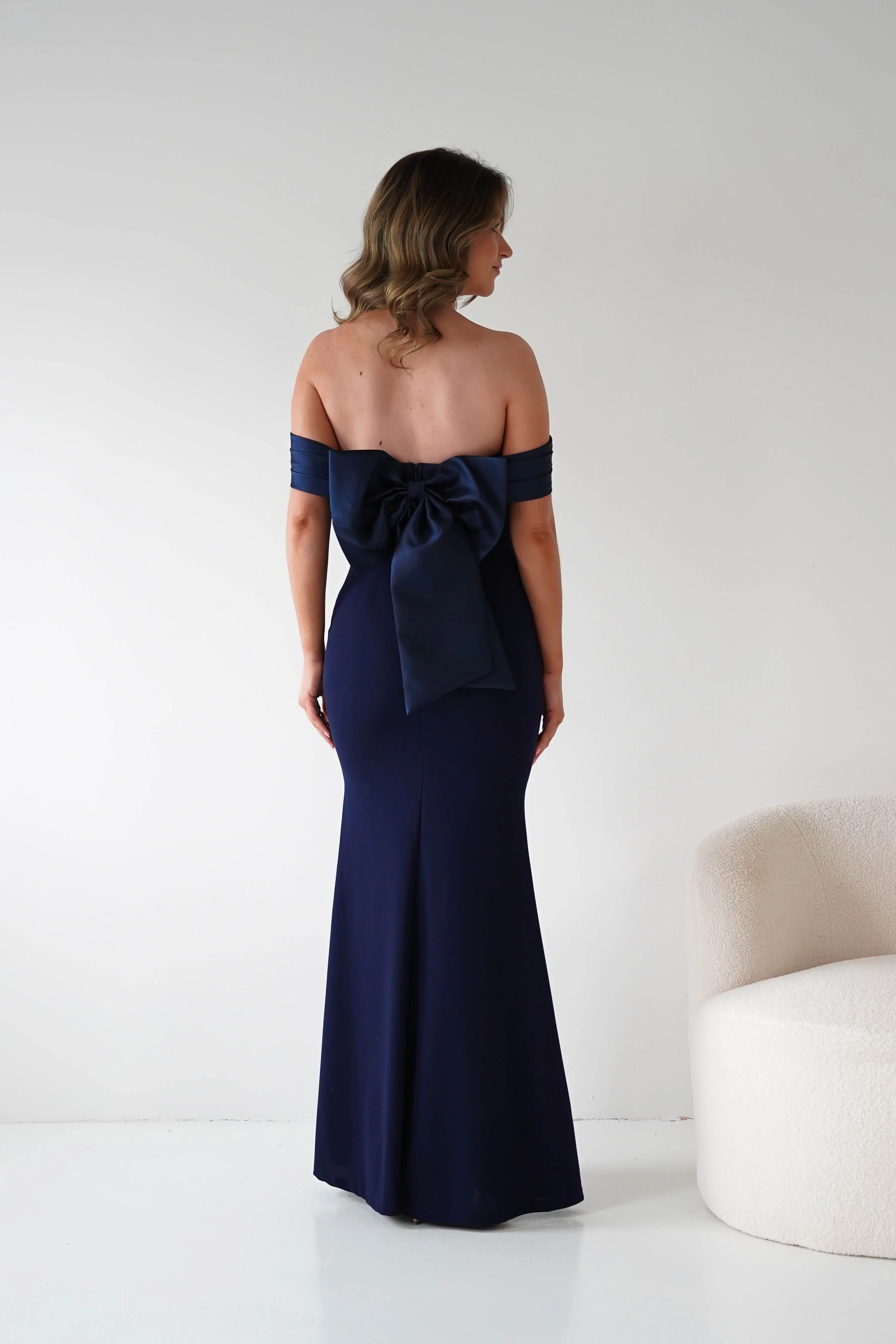 Miranda Bodycon Bow Back Dress | Navy