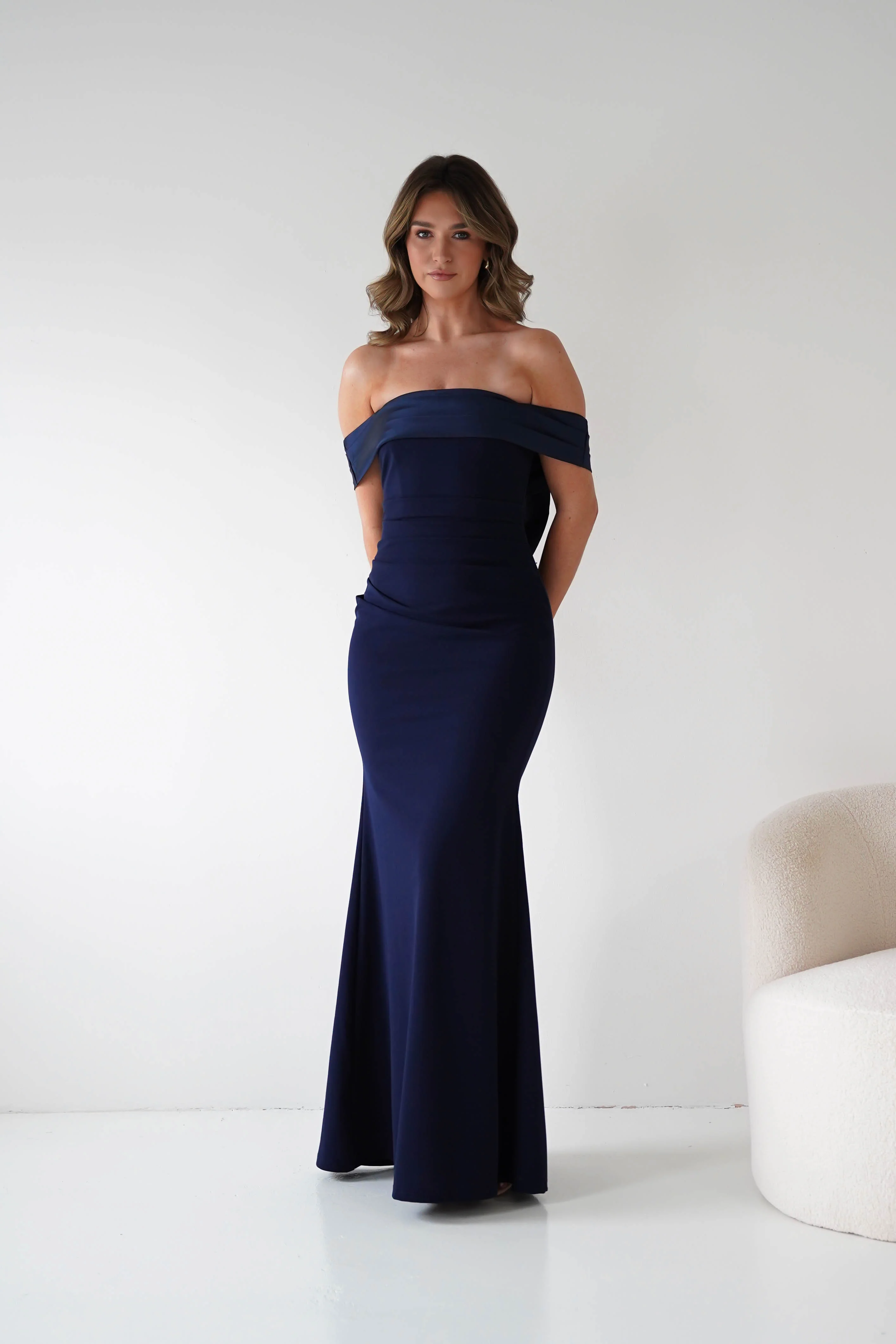 Miranda Bodycon Bow Back Dress | Navy - Image 9