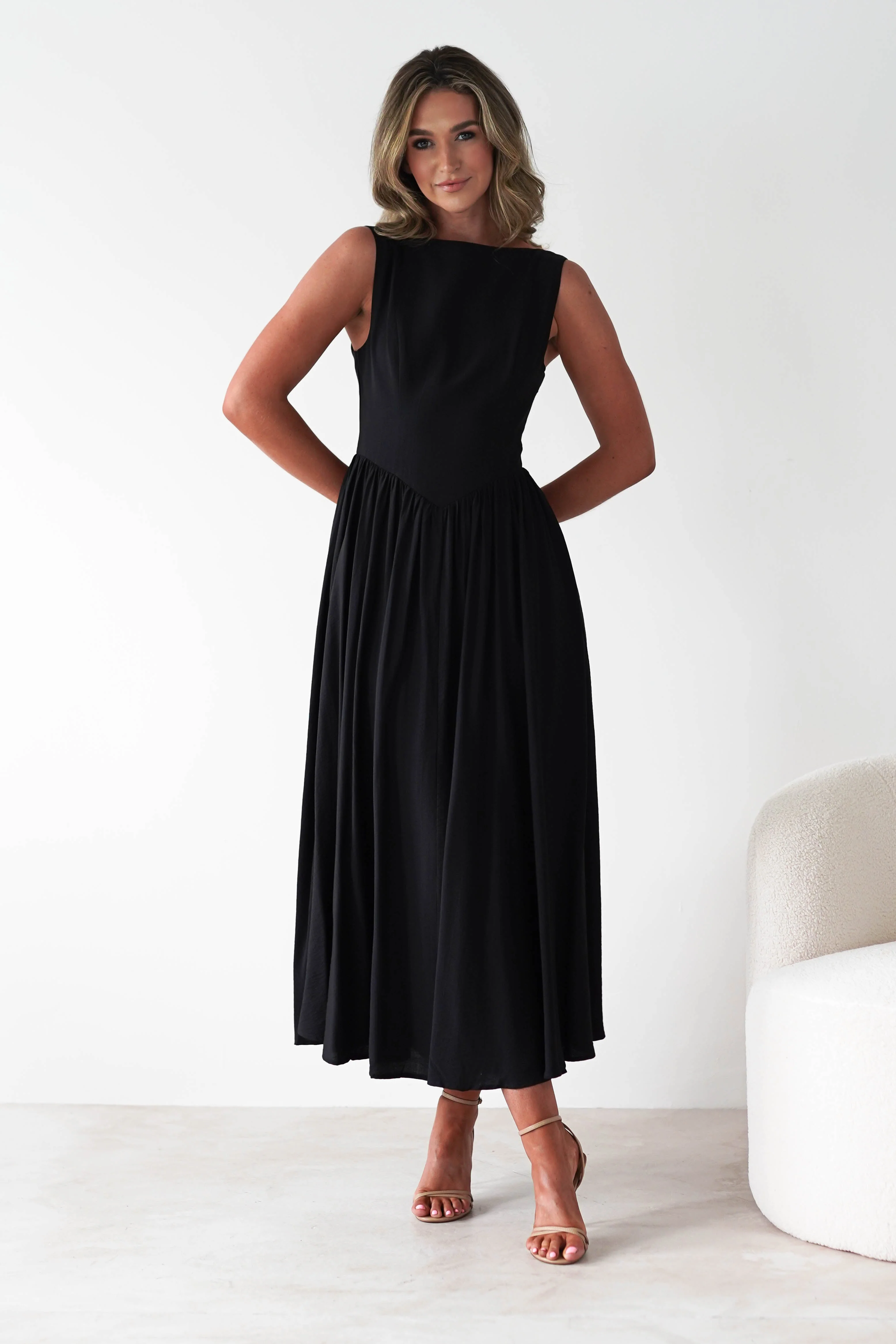 Monroe Skater Midaxi Dress | Black - Image 2