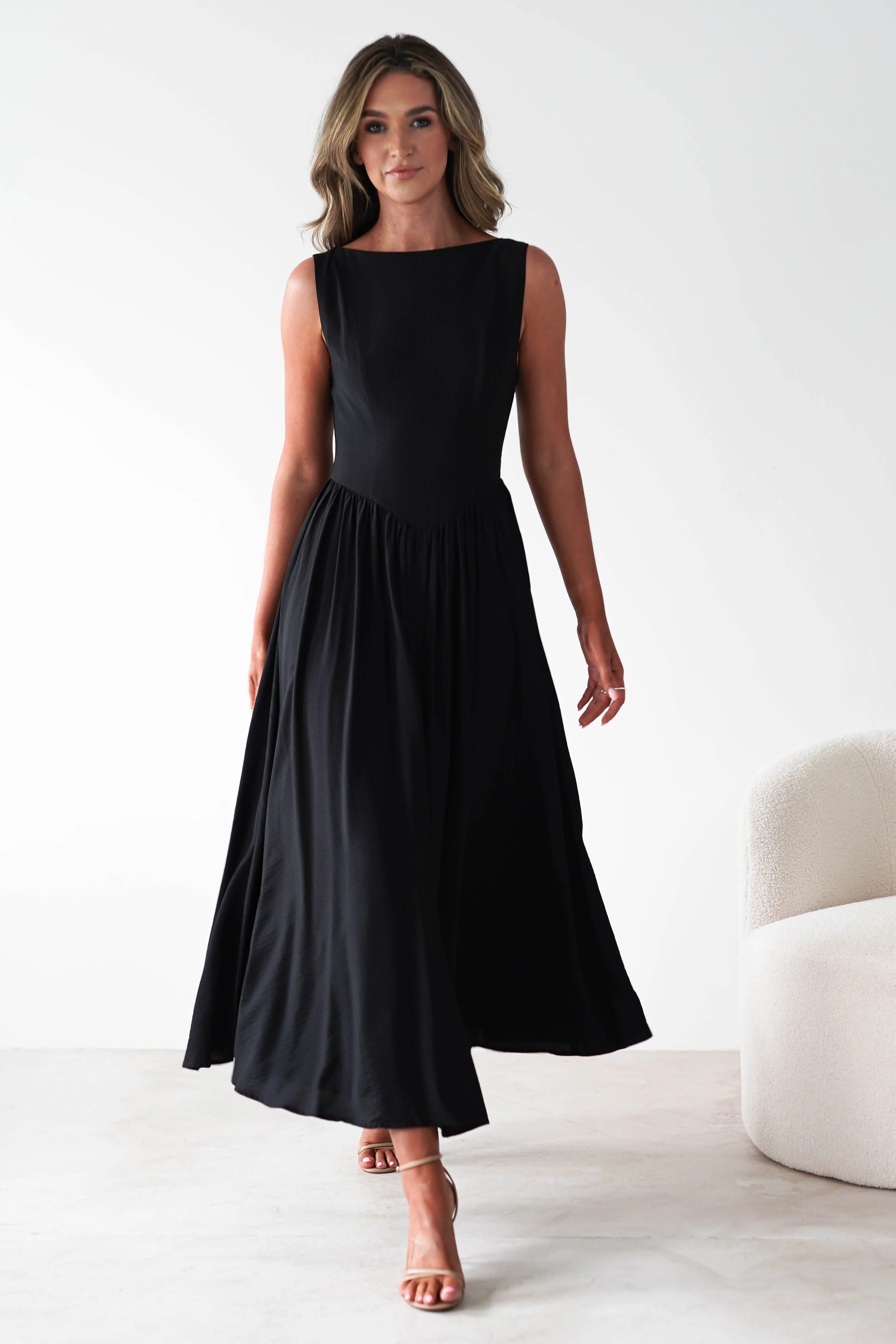 Monroe Skater Midaxi Dress | Black - Image 6