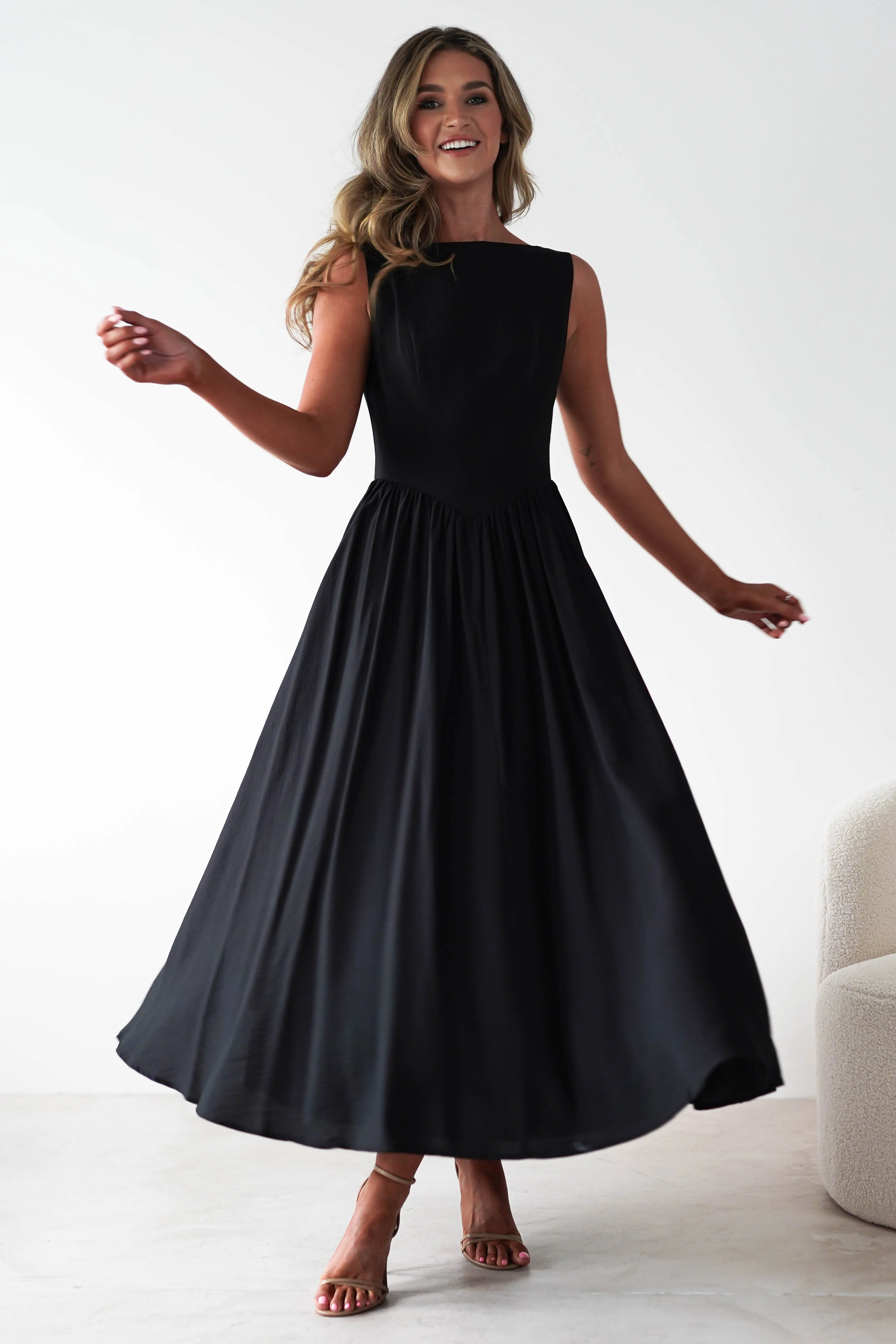 Monroe Skater Midaxi Dress | Black - Image 7
