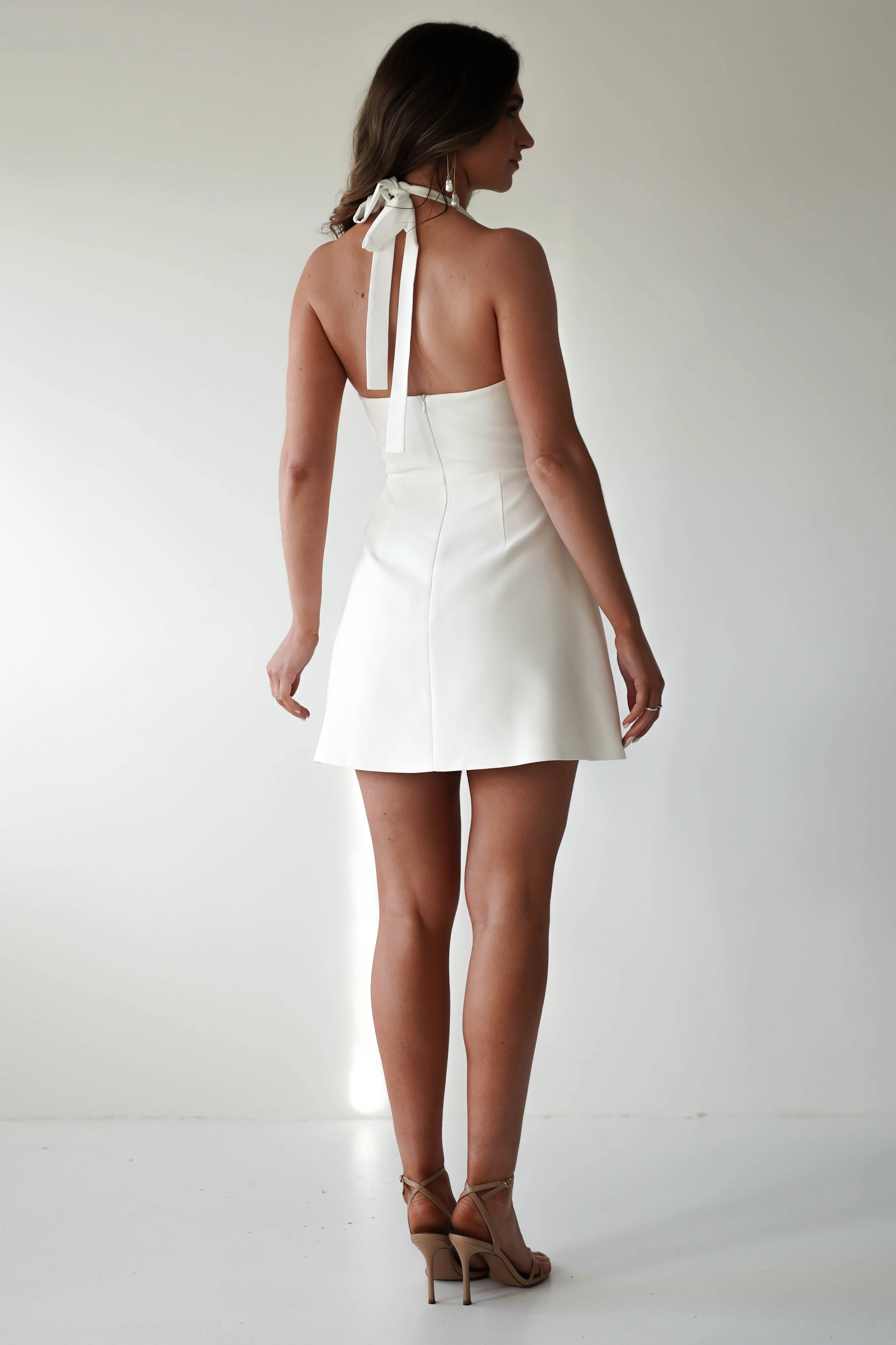 Morocco Halterneck Mini Dress | White - Image 3