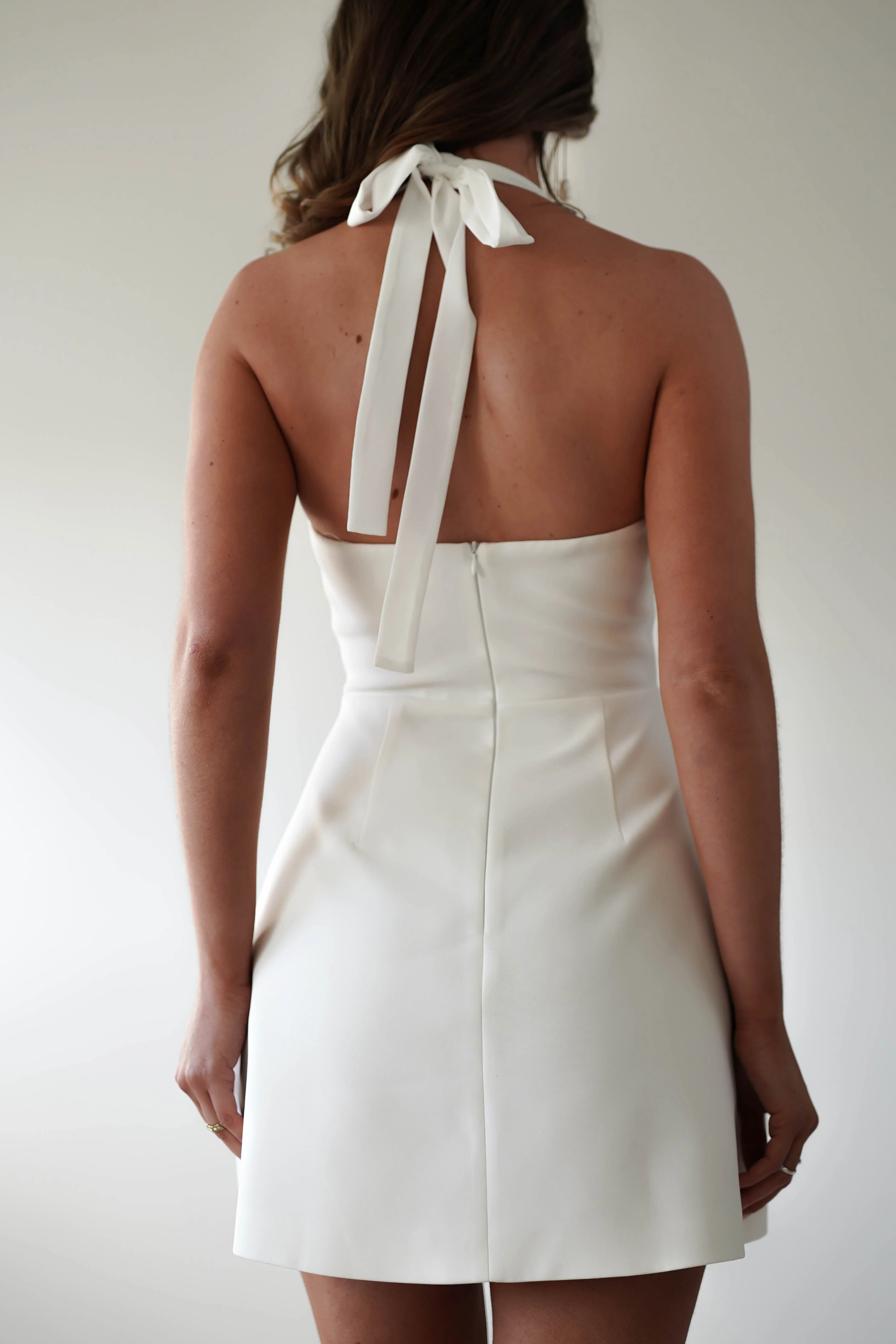 Morocco Halterneck Mini Dress | White - Image 6