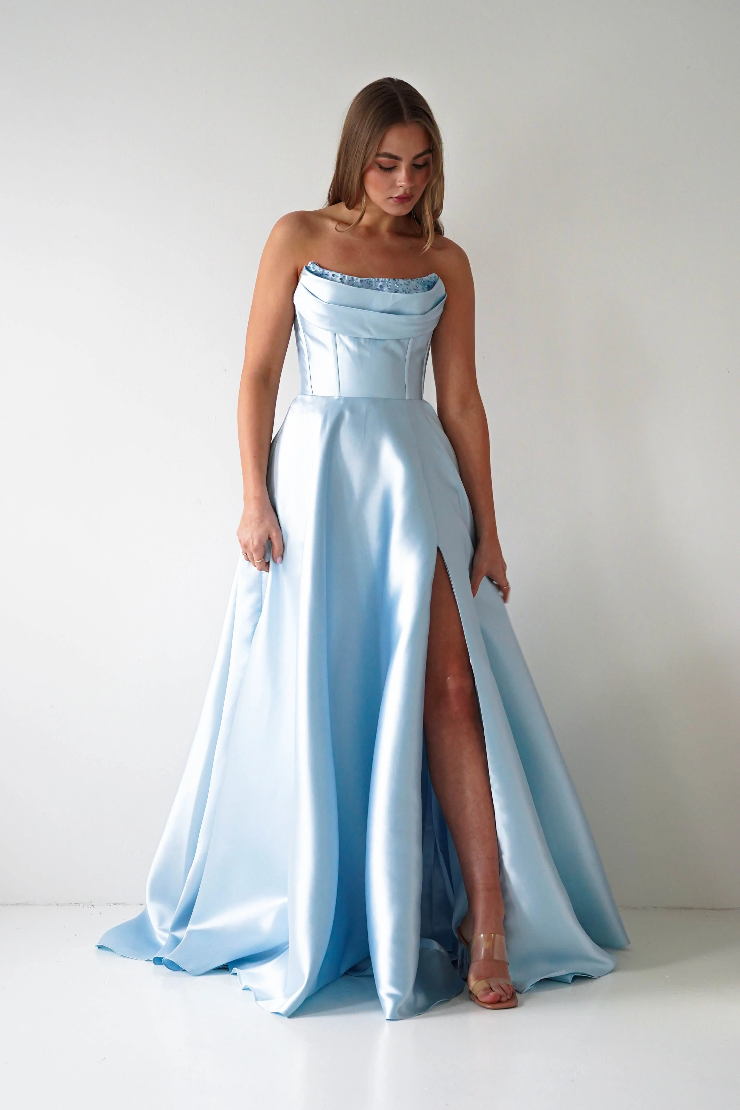 Pepper Strapless A-Line Maxi Gown | Blue - Image 2