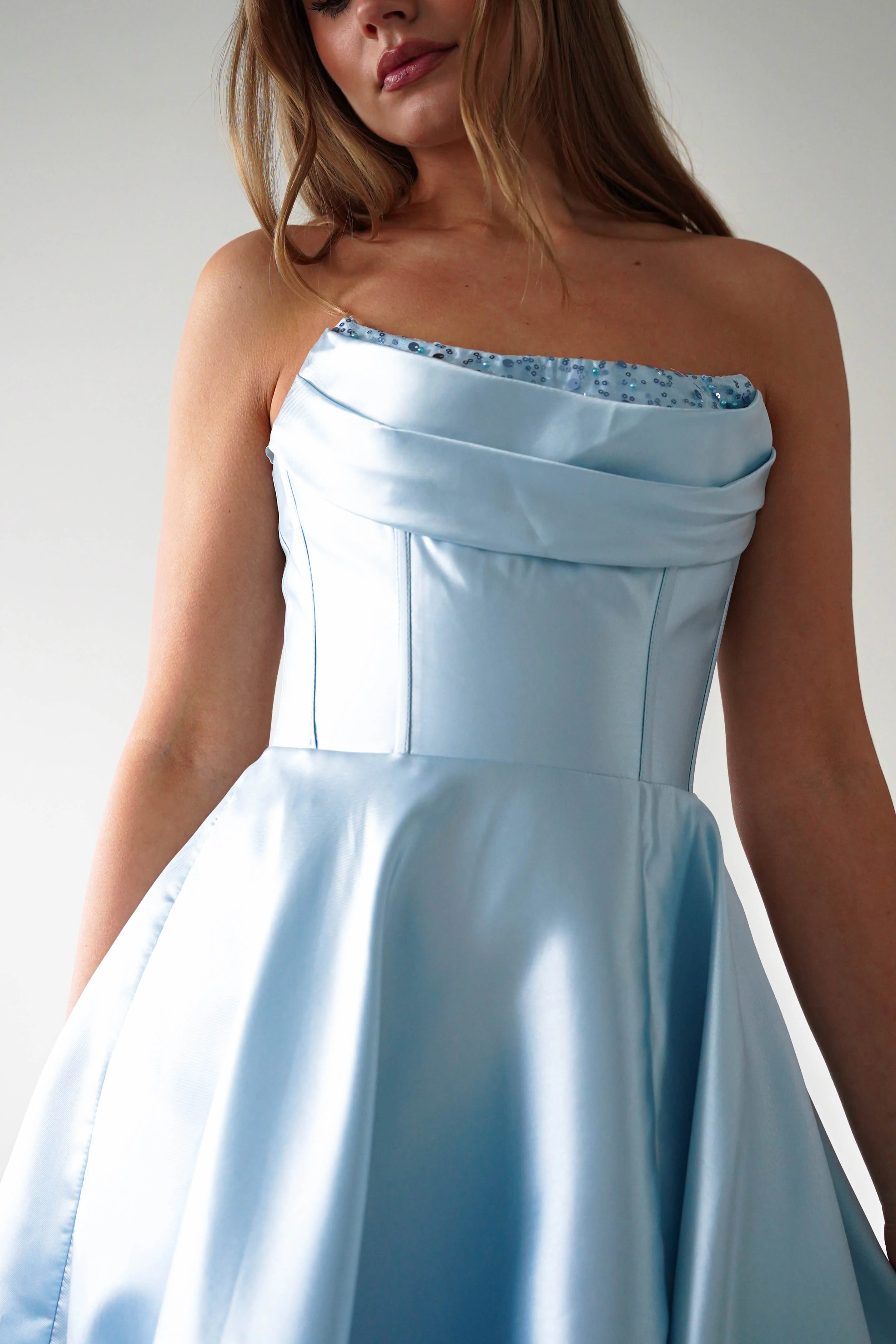 Pepper Strapless A-Line Maxi Gown | Blue - Image 3