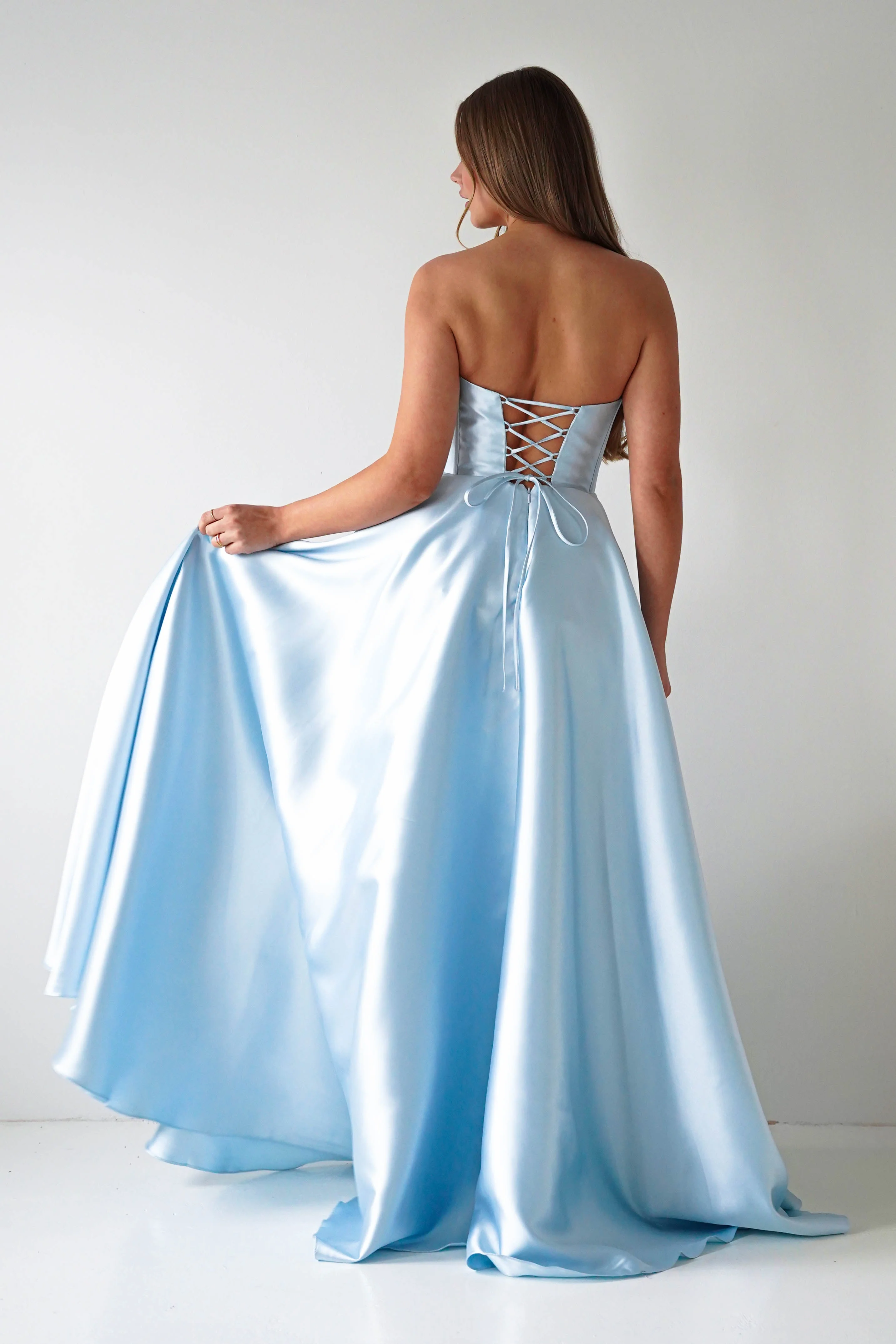 Pepper Strapless A-Line Maxi Gown | Blue - Image 4