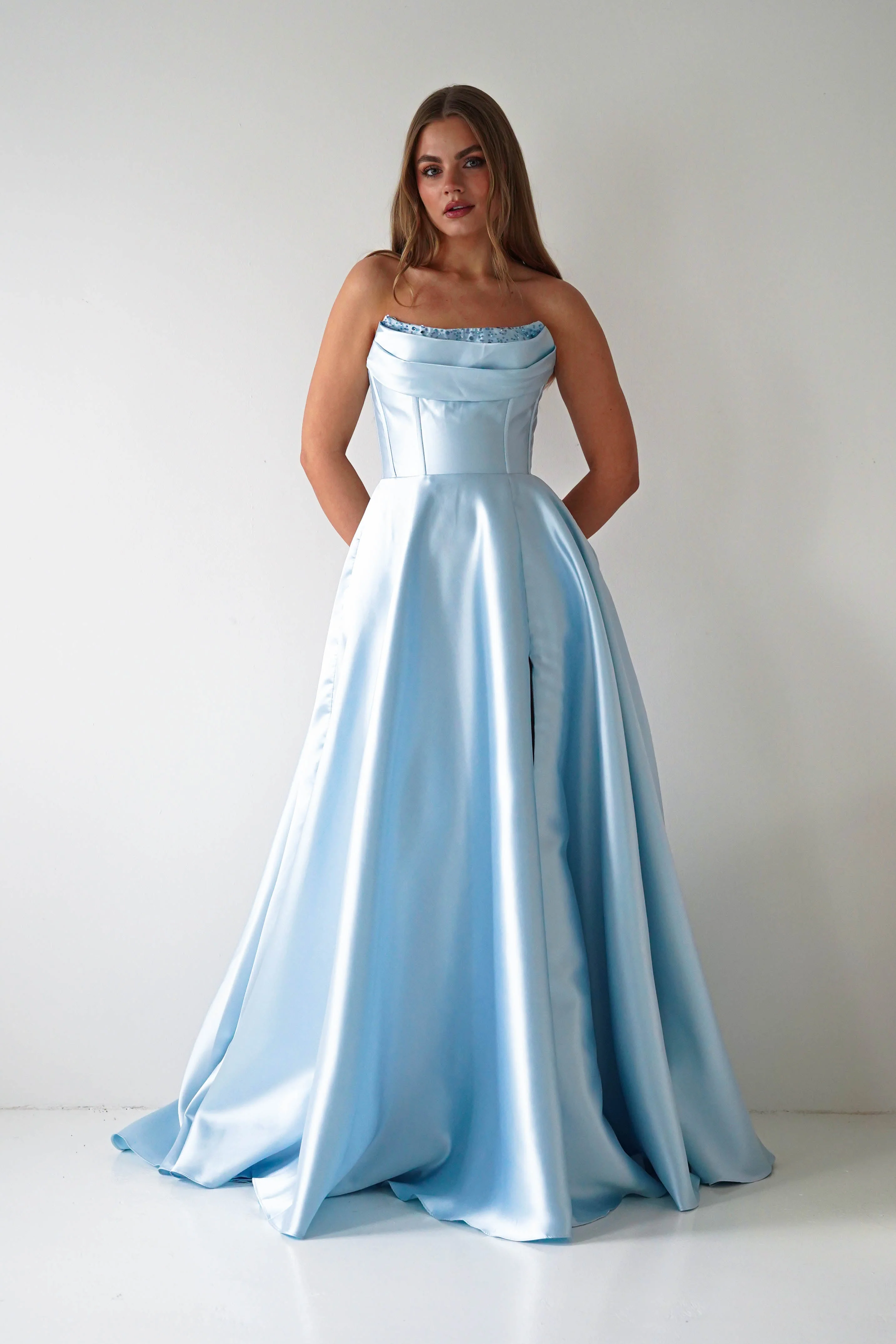 Pepper Strapless A-Line Maxi Gown | Blue - Image 6