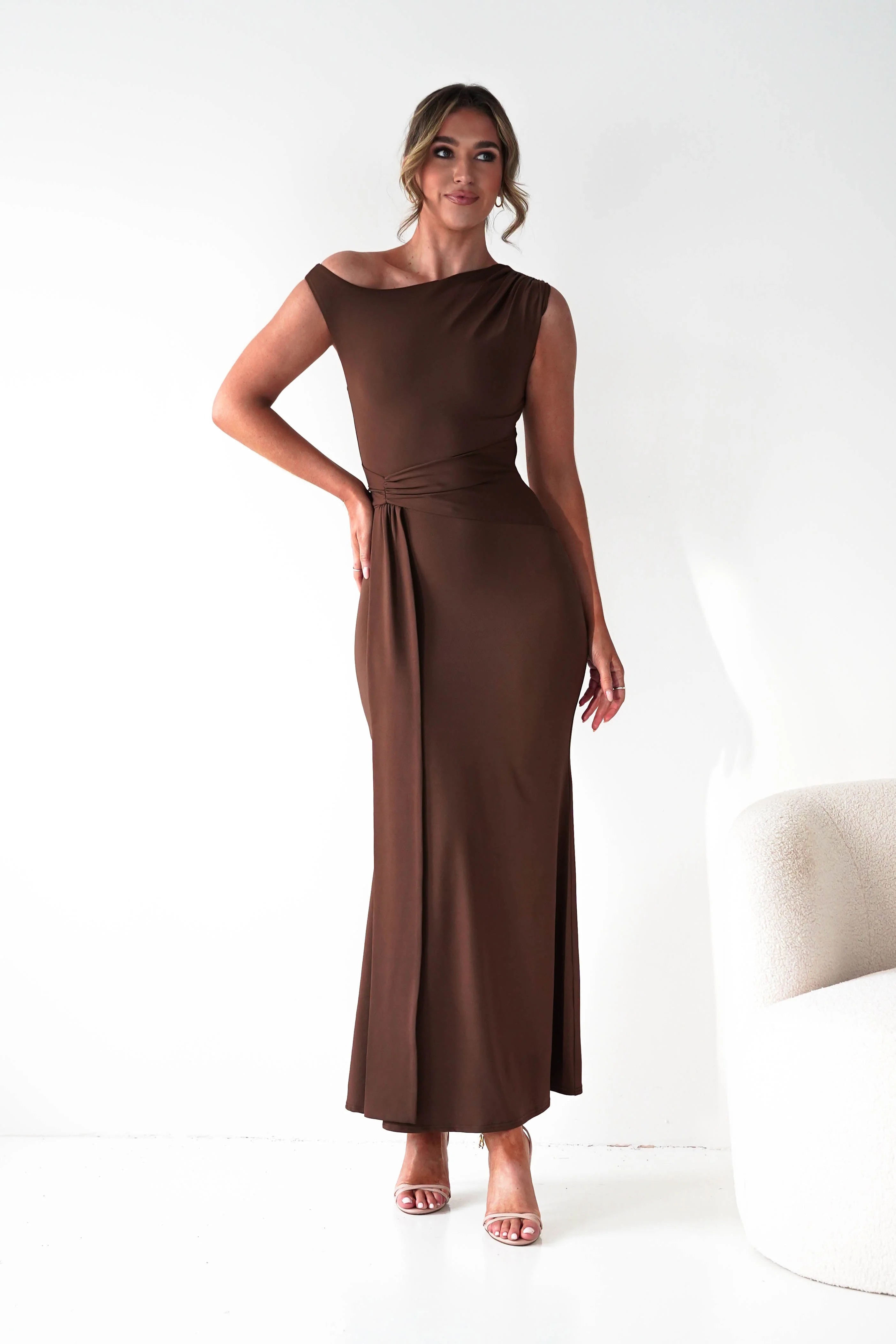 Perry Sculpting Bodycon Maxi Dress | Brown - Image 2