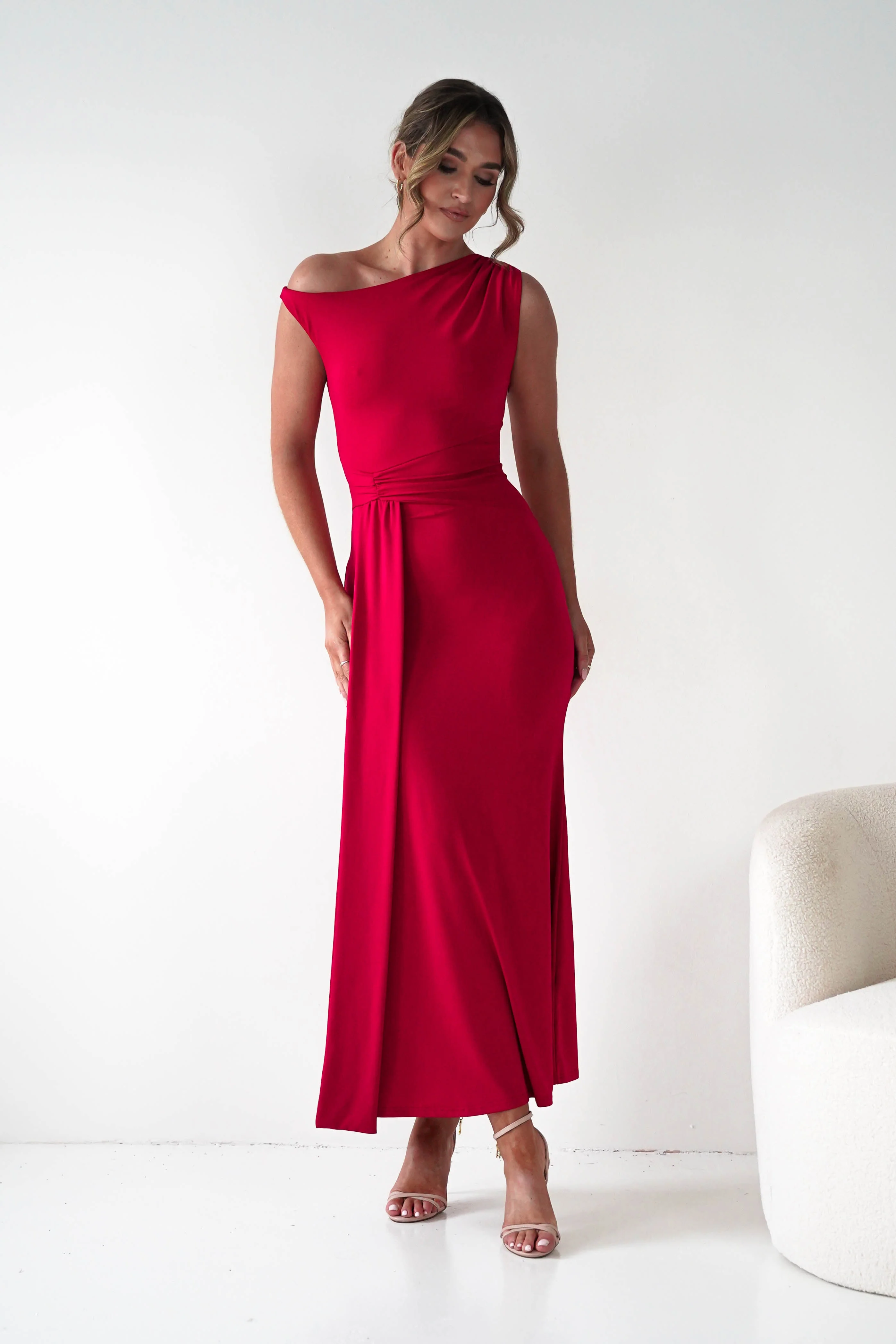 Perry Sculpting Bodycon Maxi Dress | Red
