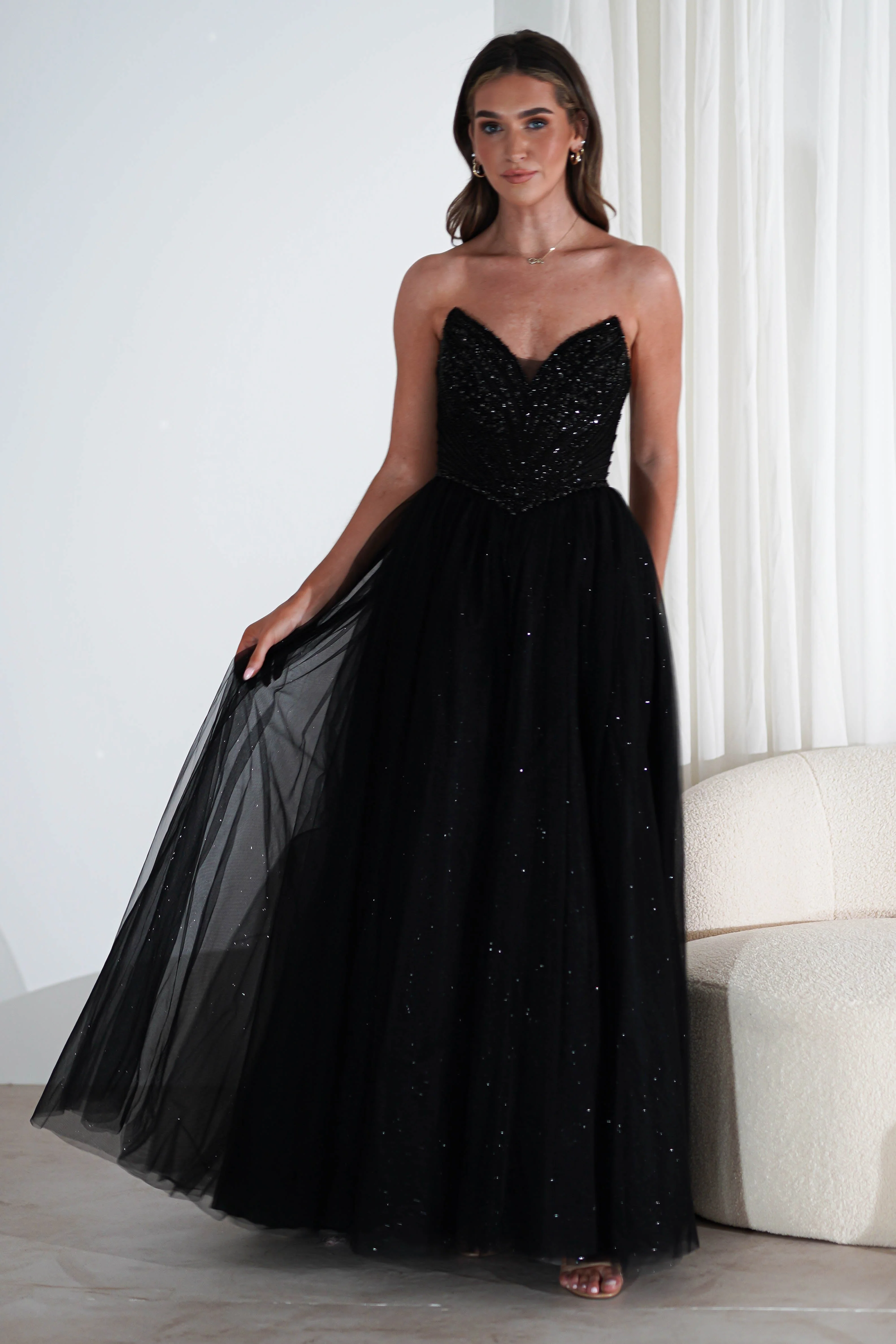 Priscilla Princess Glitter Gown | Black - Image 2