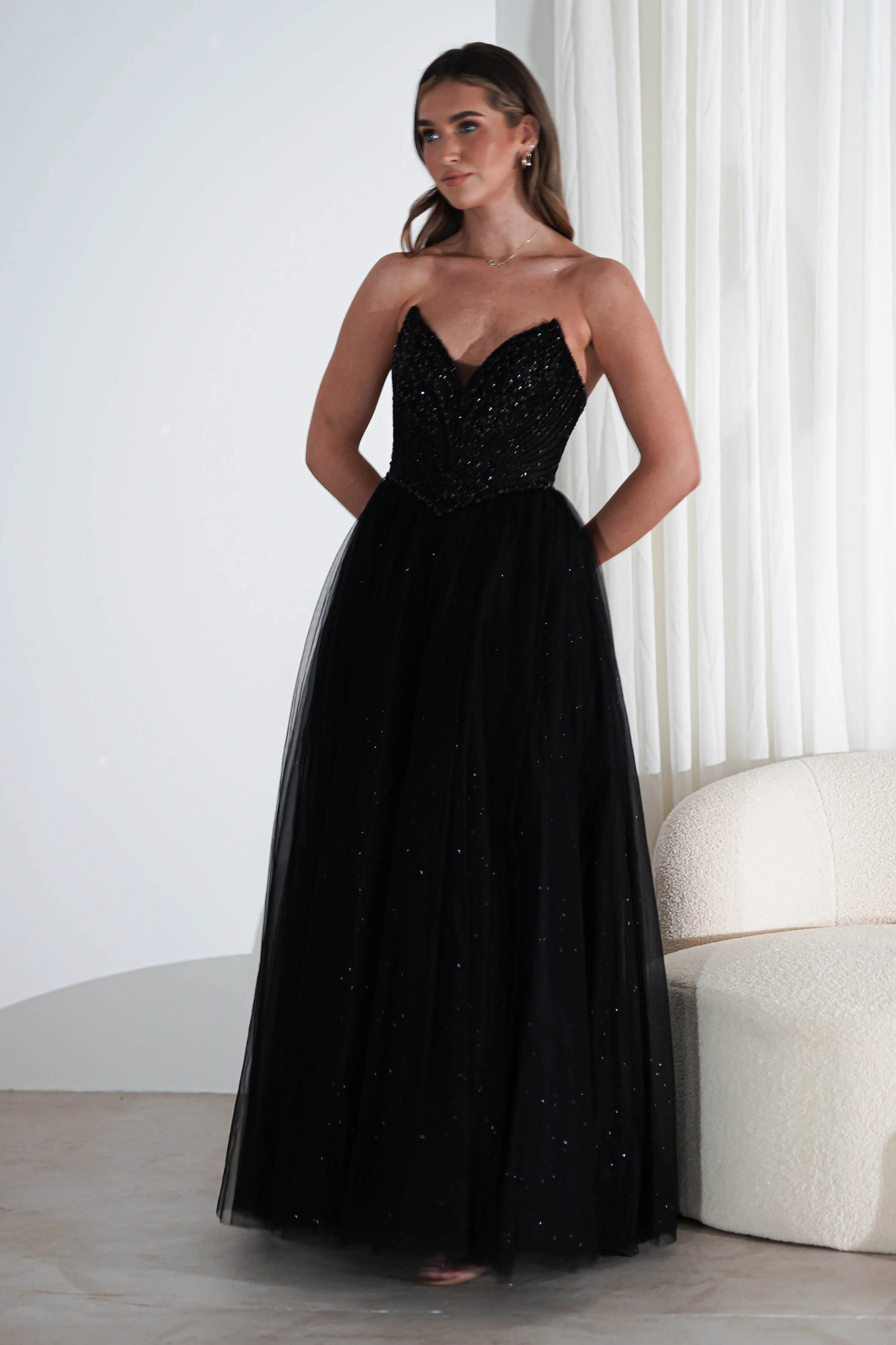 Priscilla Princess Glitter Gown | Black - Image 9