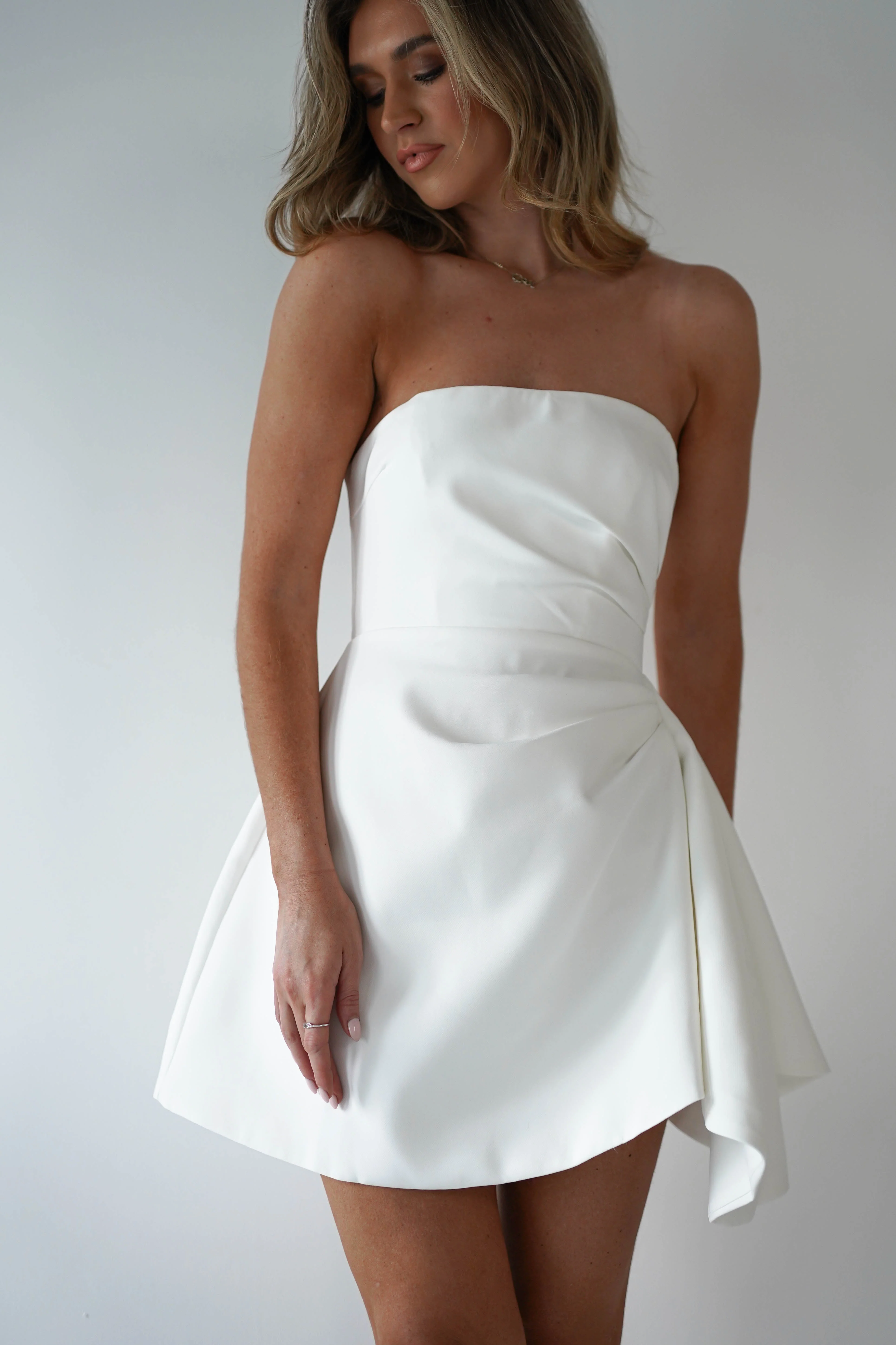 Quinta Strapless Mini Dress | White - Image 4