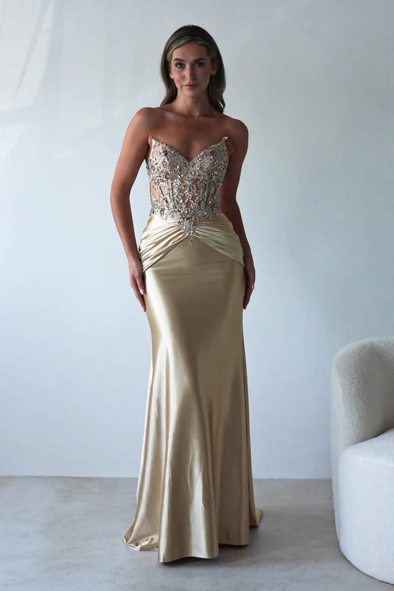 Raquel Bodycon Embellished Gown | Gold - Image 5