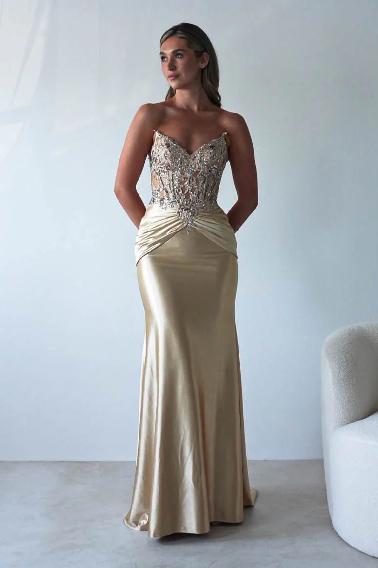 Raquel Bodycon Embellished Gown | Gold - Image 6