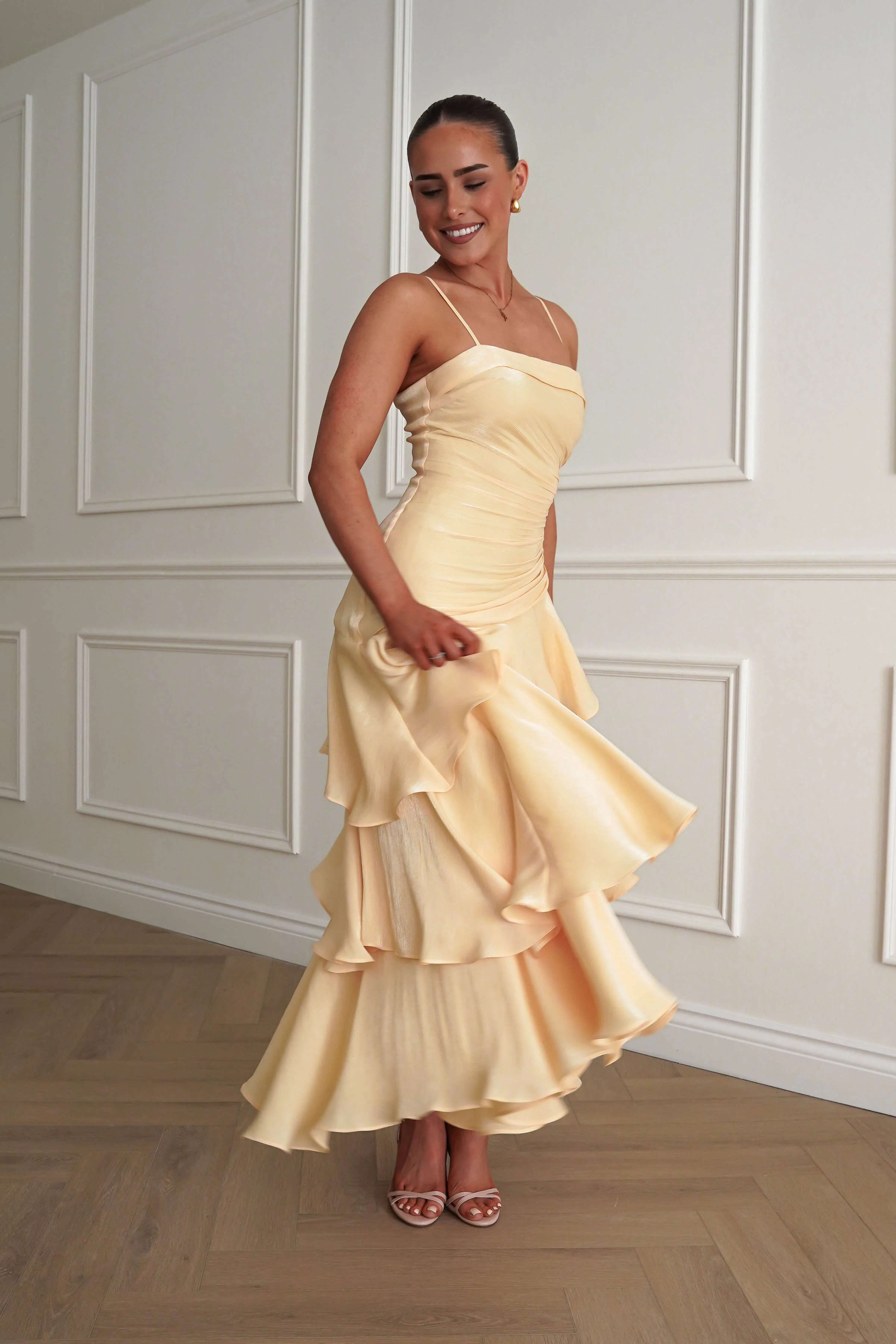 Renee Luminescent Ruffle Maxi Dress | Yellow - Image 5