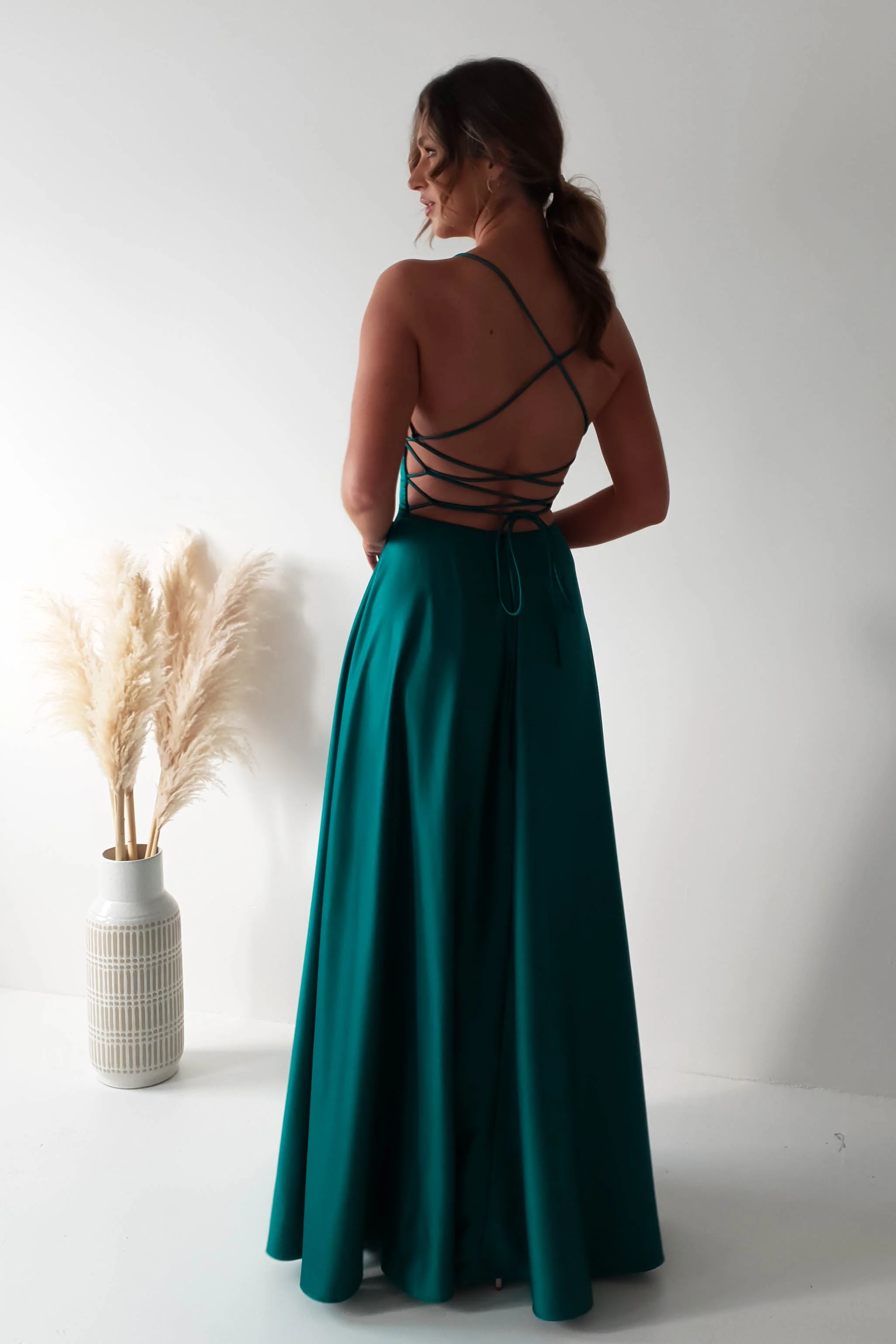 Shantal Satin Gown | Teal Green - Image 3