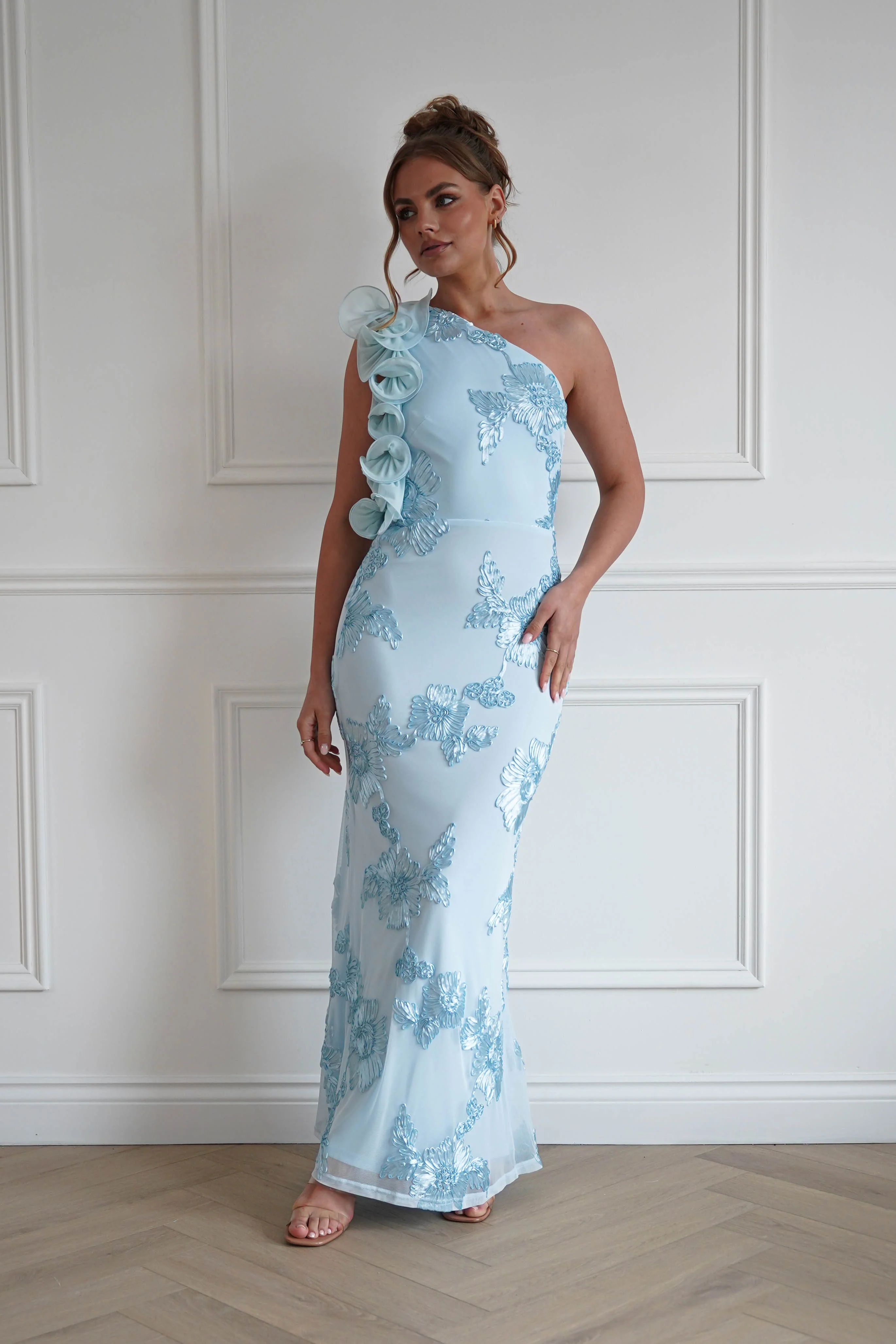 Siren Bodycon Maxi Dress | Light Blue Textured